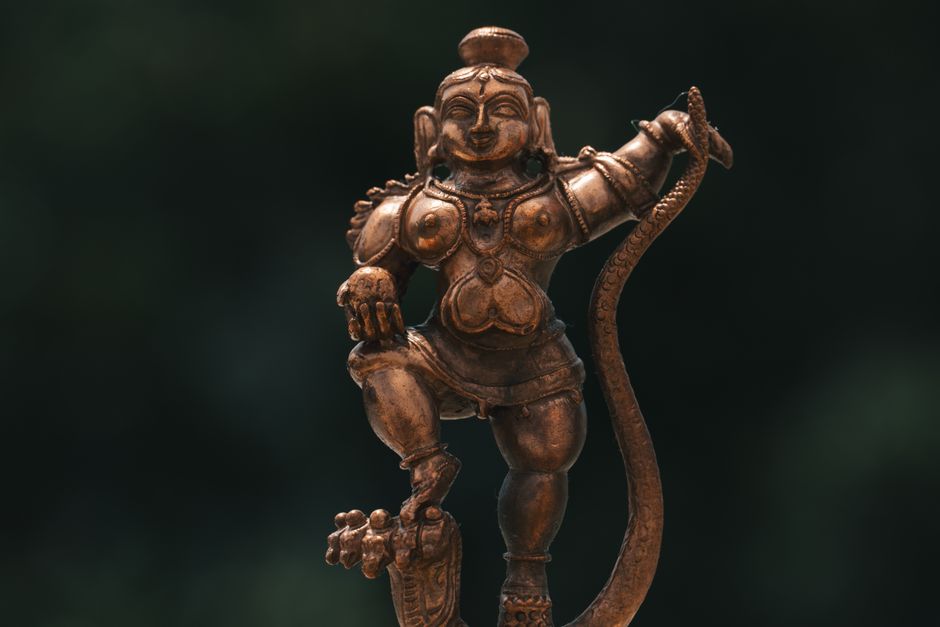 Hand-finished brass idol of an Indian deity
